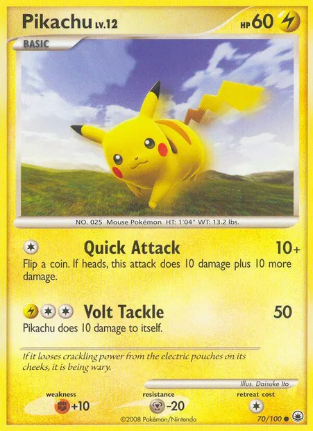 Pikachu, carte Pokémon MD 70 — extension Aube Majestueuse