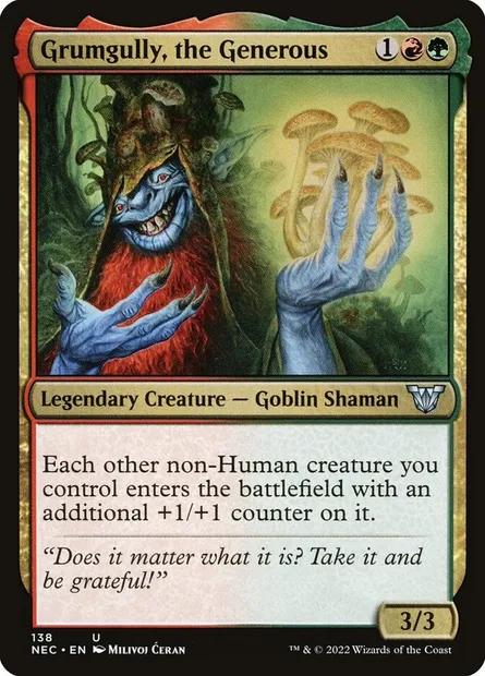 Grumgully, the Generous, Magic card NEC 138 — Neon Dynasty Commander set
