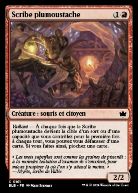Scribe plumoustache, carte Magic BLB 161 — extension Bloomburrow
