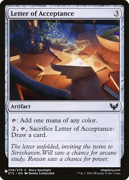 Lettre d'admission, carte Magic PLST STX-256 — extension The List
