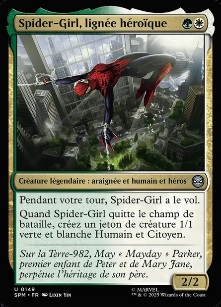 Spider-Girl, lignée héroïque, carte Magic SPM 149 — extension Marvel's Spider-Man