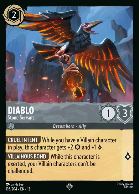 Diablo - Stone Servant, Disney Lorcana card CH12-196 — Wilds Unknown set