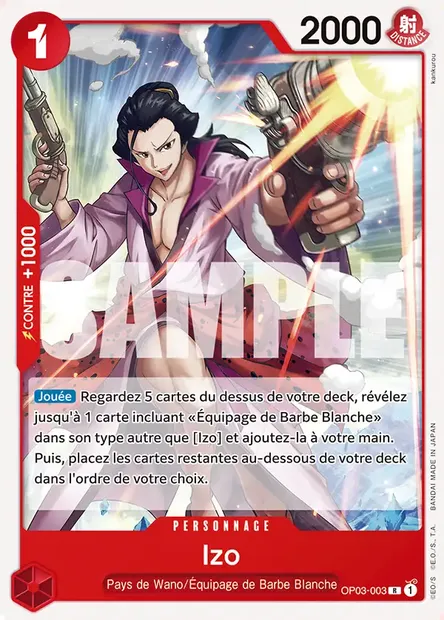 Izo, carte One Piece OP03-003 — extension PILLARS OF STRENGTH