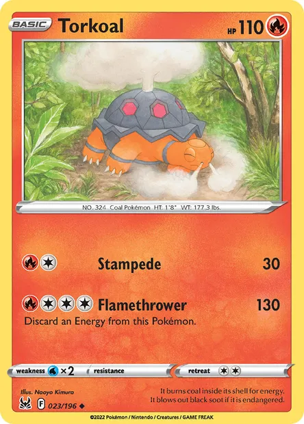 Torkoal, Pokémon card LOR 023 — Lost Origin set