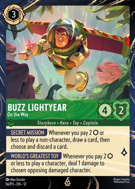 Buzz l'Éclair - J'arrive, carte Disney Lorcana P3-056 — extension P3