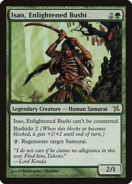 Isao, bushi éclairé, carte Magic BOK 129 — extension Traîtres de Kamigawa