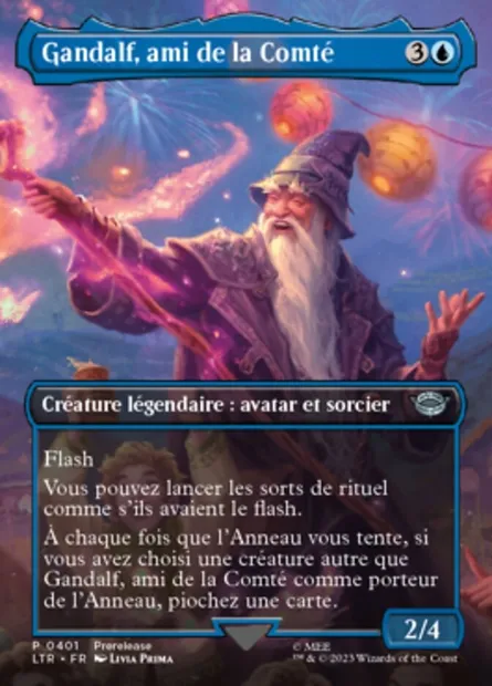 Gandalf, ami de la Comté, carte Magic LTR 401 — extension Le Seigneur des Anneaux : chroniques de la Terre du Milieu