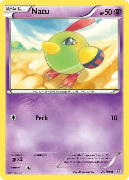 Natu, Pokémon card ROS 27 — Roaring Skies set