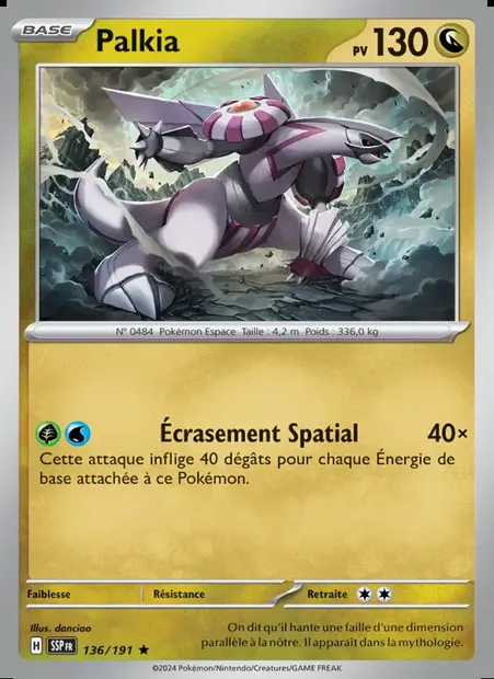 Palkia, carte Pokémon SSP 136 — extension Étincelles Déferlantes