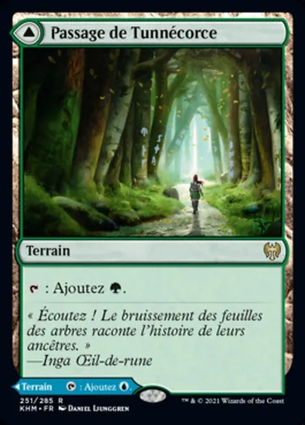Passage de Tunnécorce // Passage de Fossemarée, carte Magic KHM 251 — extension Kaldheim