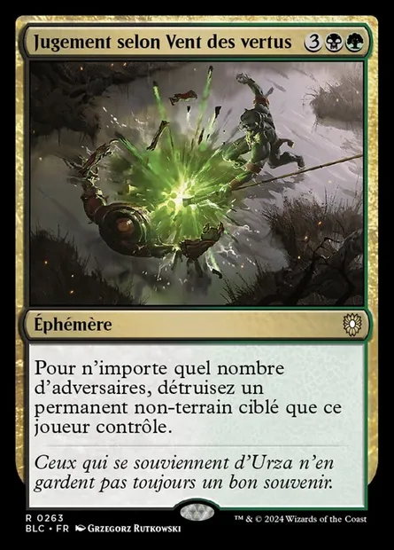 Jugement selon Vent des vertus, carte Magic BLC 263 — extension Bloomburrow Commander