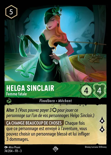 Helga Sinclair - Femme fatale, carte Disney Lorcana CH3-074 — extension Les Terres d'Encres