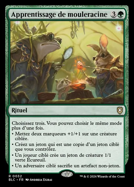Apprentissage de mouleracine, carte Magic BLC 32 — extension Bloomburrow Commander