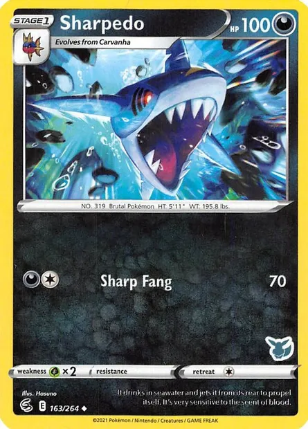 Sharpedo, carte Pokémon BA22 163 — extension Battle Academy 2022