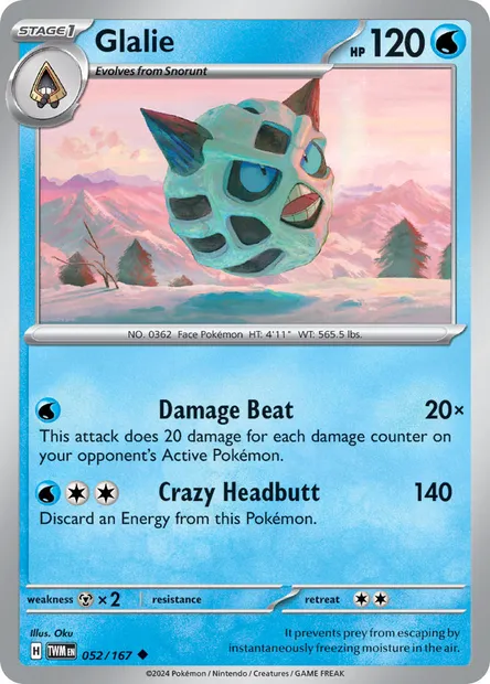 Glalie, Pokémon card TWM 052 — Twilight Masquerade set
