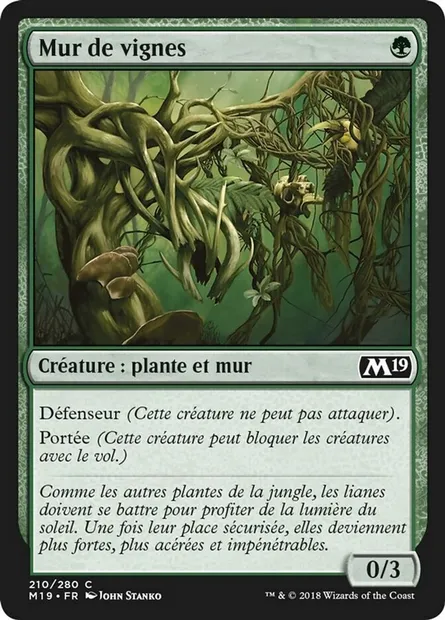 Mur de vignes, carte Magic M19 210 — extension Core Set 2019