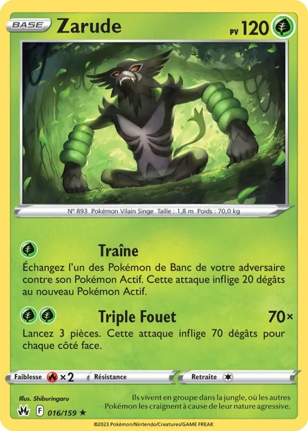 Zarude, carte Pokémon CRZ 016 — extension Zénith Suprême
