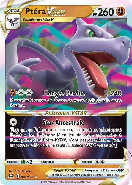 Ptéra VSTAR, carte Pokémon LOR 093 — extension Origine Perdue