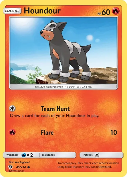 Houndour, Pokémon card LOT 45 — Lost Thunder set