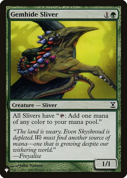 Gemhide Sliver, Magic card PLST TSP-196 — The List set