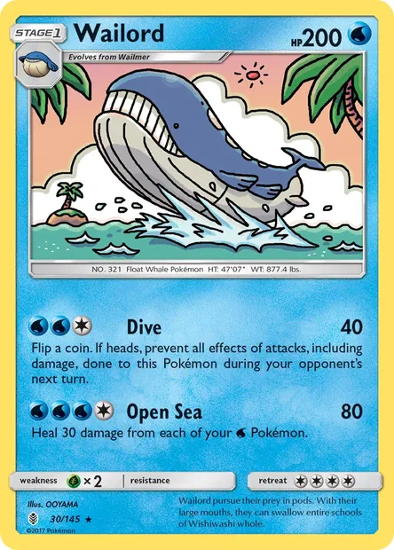 Wailord, Pokémon card GRI 30 — Guardians Rising set