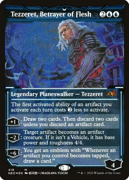 Tezzeret, traître de la chair, carte Magic NEO 419 — extension Kamigawa: La Dynastie Néon