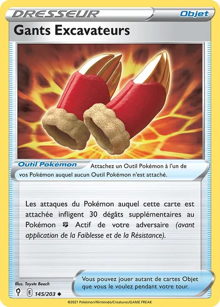 Gants Excavateurs, carte Pokémon EVS 145 — extension Évolution Céleste