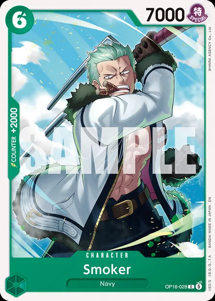 Smoker, One Piece card OP16-028 — THE TIME OF BATTLE set