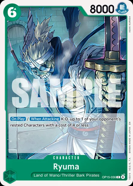 Ryuma, One Piece card OP15-036 — ADVENTURE ON KAMI’S ISLAND set