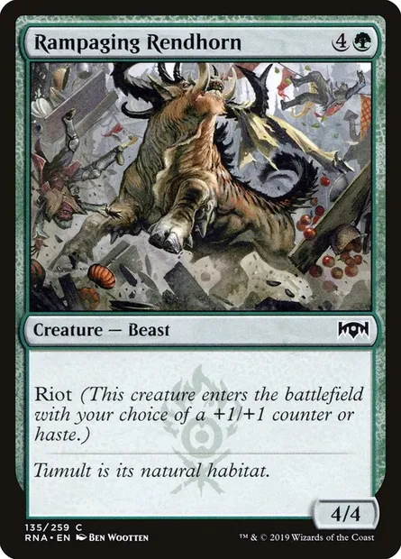 Rampaging Rendhorn, Magic card RNA 135 — Ravnica Allegiance set