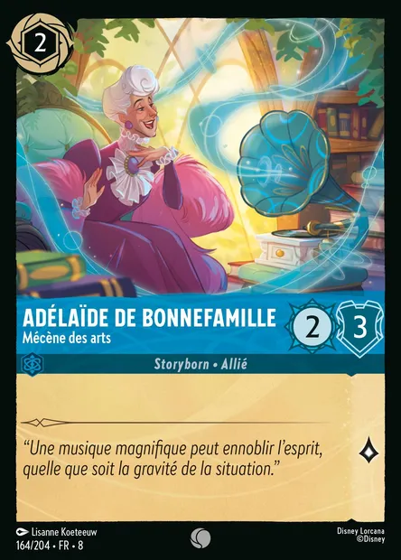 Adélaïde De Bonnefamille - Mécène des arts, carte Disney Lorcana CH8-164 — extension Le Règne de Jafar