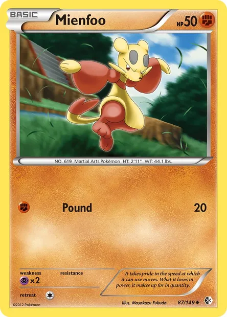 Mienfoo, Pokémon card BCR 87 — Boundaries Crossed set