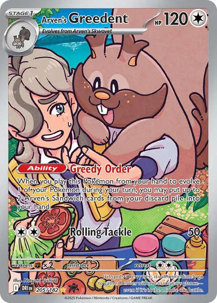 Arven's Greedent, Pokémon card DRI 205 — Destined Rivals set
