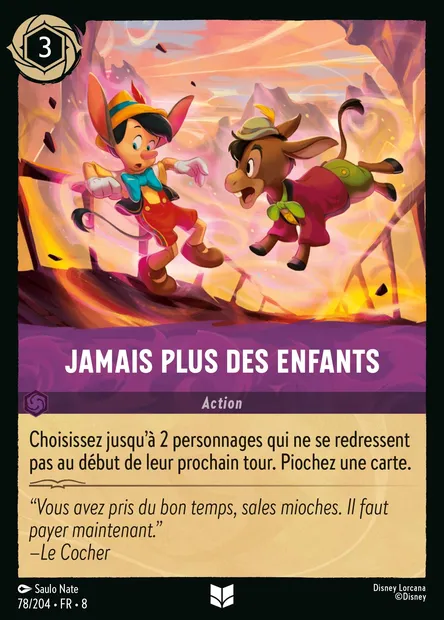 Jamais plus des enfants, carte Disney Lorcana CH8-078 — extension Le Règne de Jafar