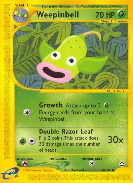 Weepinbell, Pokémon card AQ 65 — Aquapolis set