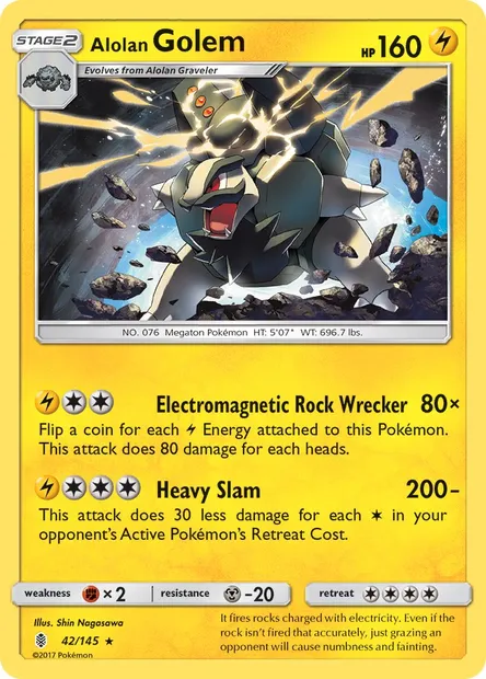 Alolan Golem, Pokémon card GRI 42 — Guardians Rising set