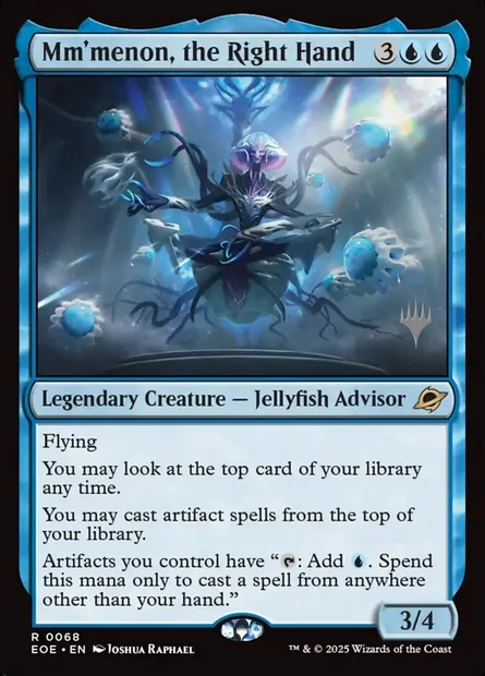 Mm'menon, la main droite, carte Magic PEOE 68p — extension Edge of Eternities Promos