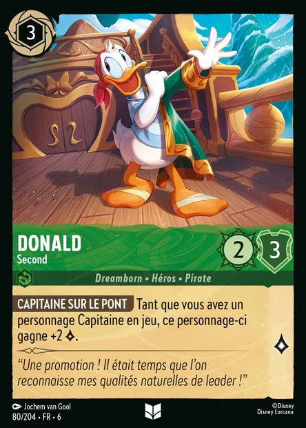 Donald - Second, carte Disney Lorcana CH6-080 — extension La Mer Azurite
