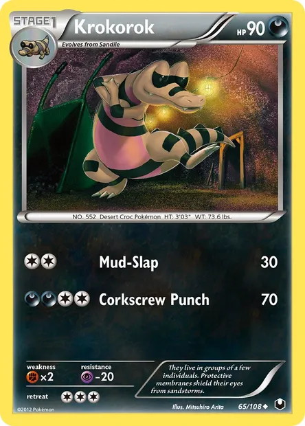 Krokorok, Pokémon card DEX 65 — Dark Explorers set