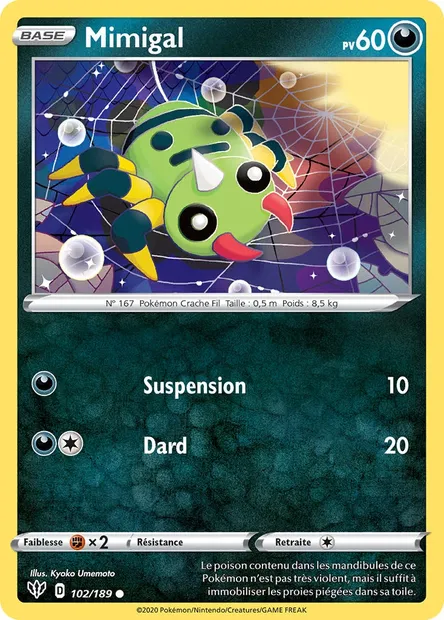 Mimigal, carte Pokémon DAA 102 — extension Ténèbres Embrasées