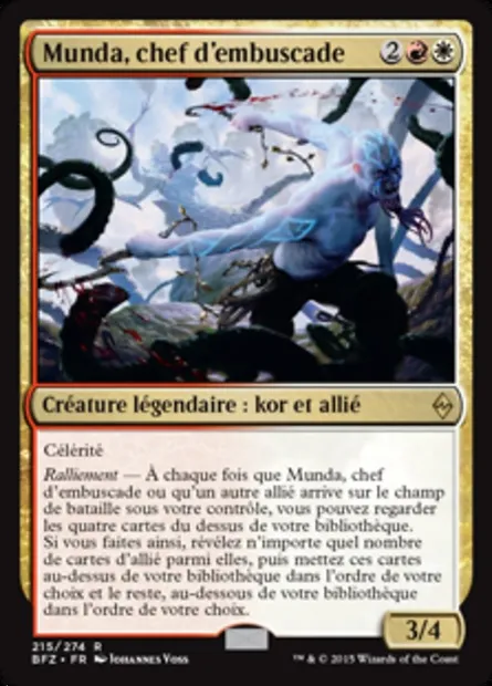Munda, chef d'embuscade, carte Magic BFZ 215 — extension La bataille de Zendikar