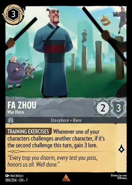 Fa Zhou - War Hero, Disney Lorcana card CH7-188 — Archazia's Island set