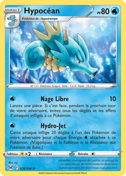 Hypocéan, carte Pokémon LOR 036 — extension Origine Perdue