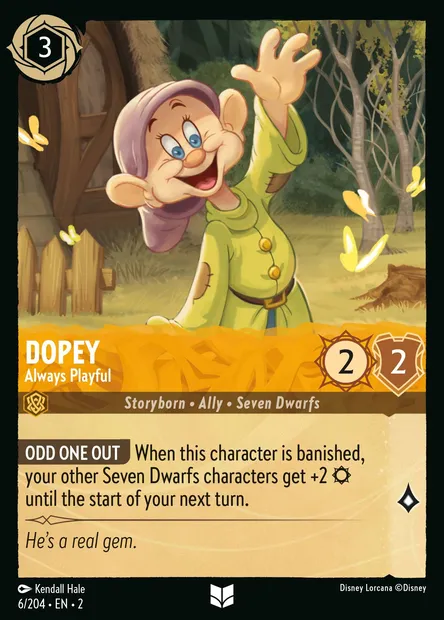 Dopey - Always Playful, Disney Lorcana card CH2-006 — Rise of the Floodborn set