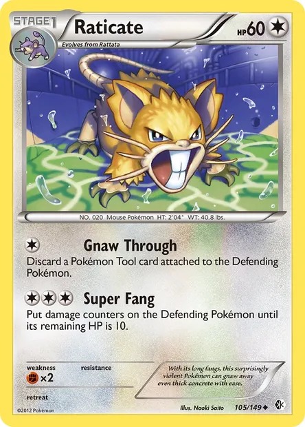Raticate, Pokémon card BCR 105 — Boundaries Crossed set