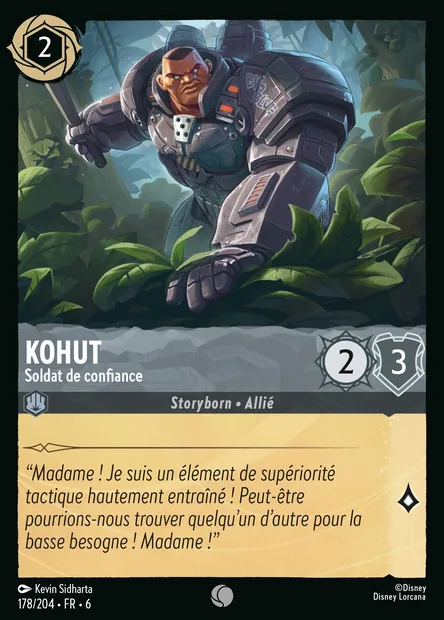 Kohut - Soldat de confiance, carte Disney Lorcana CH6-178 — extension La Mer Azurite