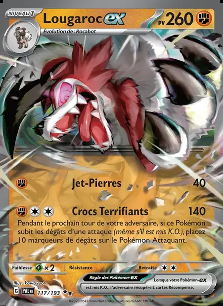 Lougaroc-ex, carte Pokémon PAL 117 — extension Évolutions à Paldea