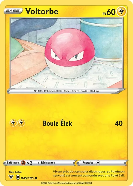 Voltorbe, carte Pokémon VIV 45 — extension Voltage Éclatant