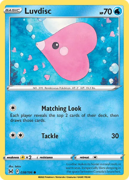 Luvdisc, Pokémon card LOR 038 — Lost Origin set