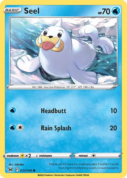 Seel, Pokémon card LOR 033 — Lost Origin set